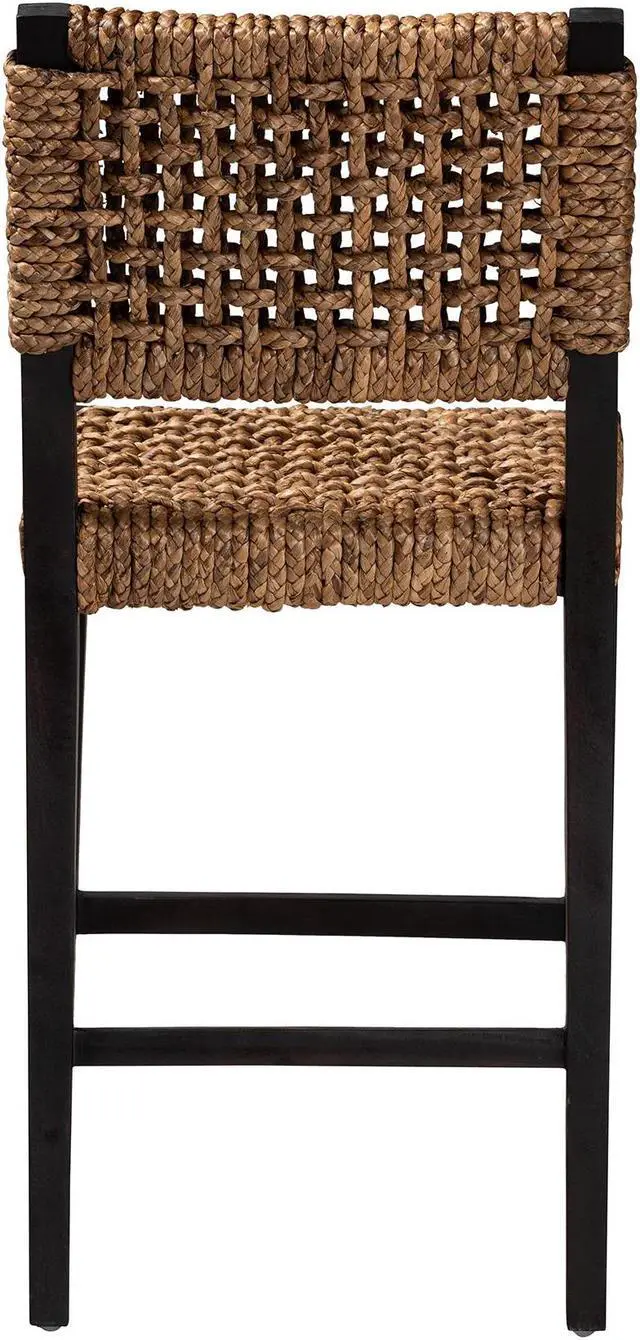 Alt view image 11 of 13 - Baxton Studio Alise Modern Bohemian Dark Brown Mahogany Wood and Banana Fiber Counter Stool