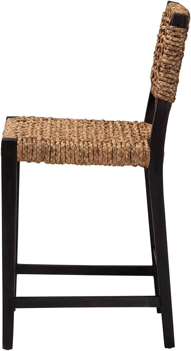 Alt view image 10 of 13 - Baxton Studio Alise Modern Bohemian Dark Brown Mahogany Wood and Banana Fiber Counter Stool