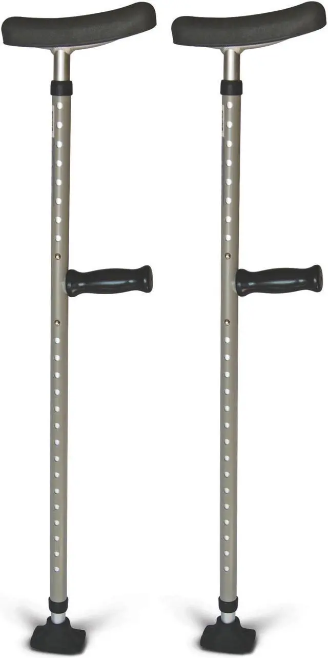 Alt view image 6 of 6 - Medline Industries, Inc Universal Single Tube Crutch 2EA/PR Gray MDS80542