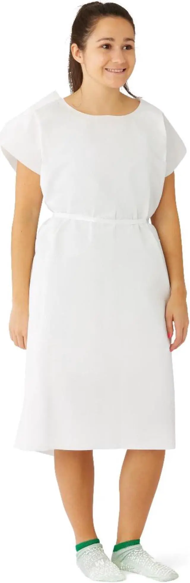 Alt view image 2 of 2 - Disposable Patient Gowns 3-Ply Tissue Poly Tissue 30" x 42" White 50/Carton NON24355