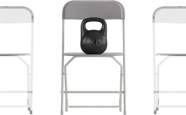 Alt view image 2 of 16 - Hercules Big and Tall Commercial Folding Chair - Extra Wide 650LB. Capacity - Durable Plastic - Gray, 4-Pack