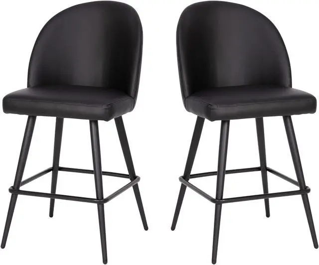 Alt view image 12 of 13 - Lyla Set of 2 Commercial High Back Modern Armless 26" Counter Stools with Contoured Backrests, Steel Frames and Footrests, Black LeatherSoft-Set of 2
