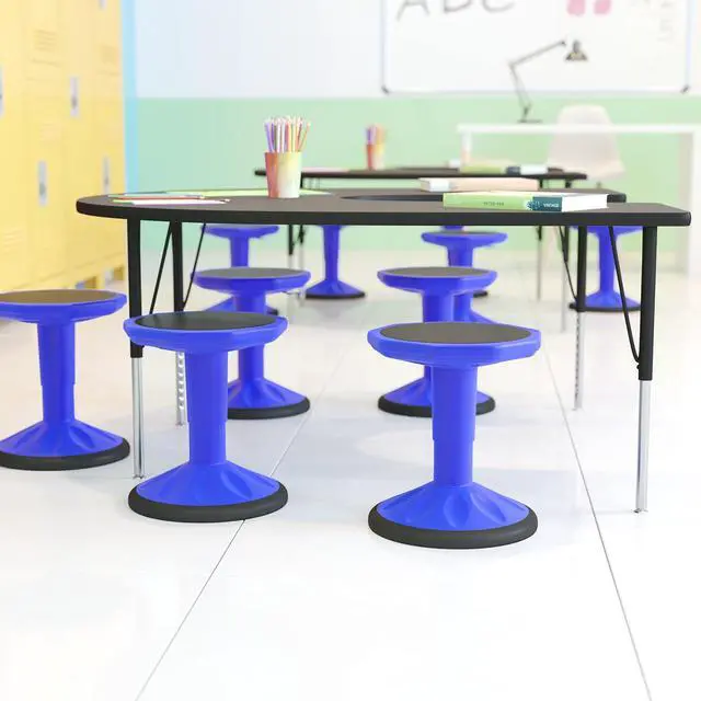 Alt view image 2 of 20 - Carter Adjustable Height Kids Flexible Active Stool for Classroom and Home with Non-Skid Bottom in Blue, 14" - 18" Seat Height