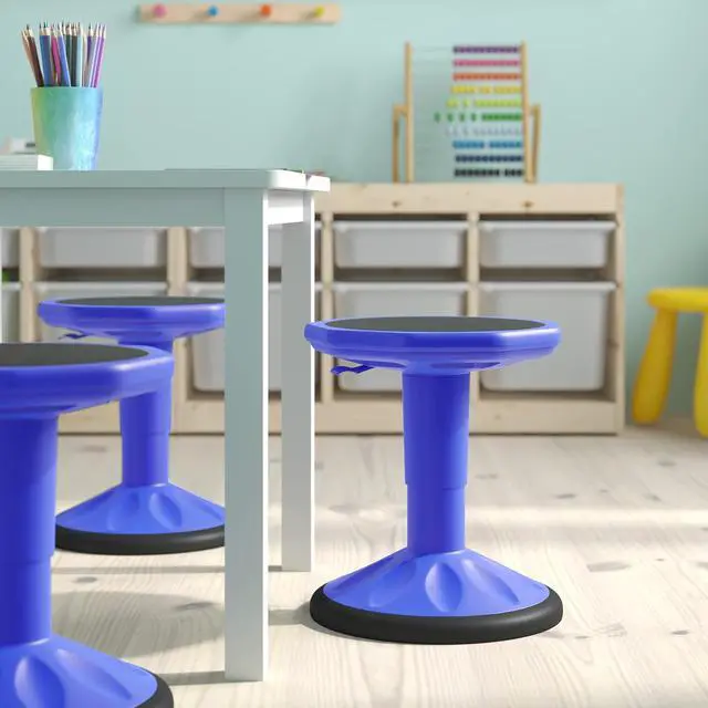 Alt view image 5 of 20 - Carter Adjustable Height Kids Flexible Active Stool for Classroom and Home with Non-Skid Bottom in Blue, 14" - 18" Seat Height