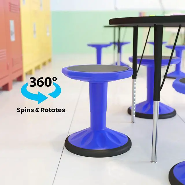 Alt view image 3 of 20 - Carter Adjustable Height Kids Flexible Active Stool for Classroom and Home with Non-Skid Bottom in Blue, 14" - 18" Seat Height