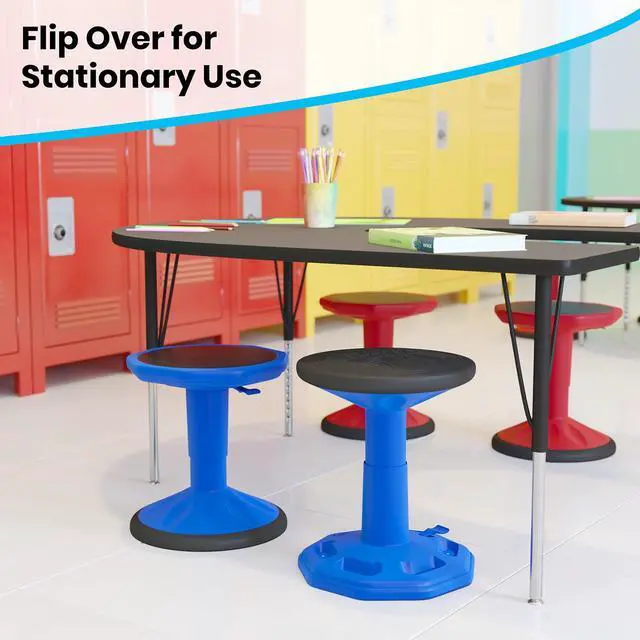 Alt view image 4 of 20 - Carter Adjustable Height Kids Flexible Active Stool for Classroom and Home with Non-Skid Bottom in Blue, 14" - 18" Seat Height