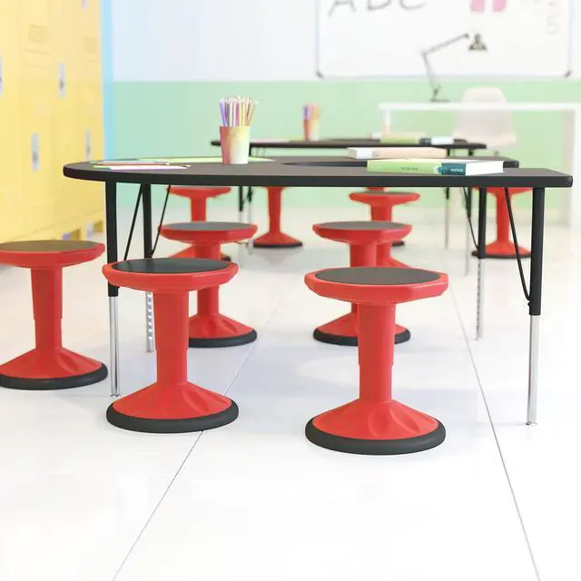 Alt view image 2 of 15 - Carter Adjustable Height Kids Flexible Active Stool for Classroom and Home with Non-Skid Bottom in Red, 14" - 18" Seat Height
