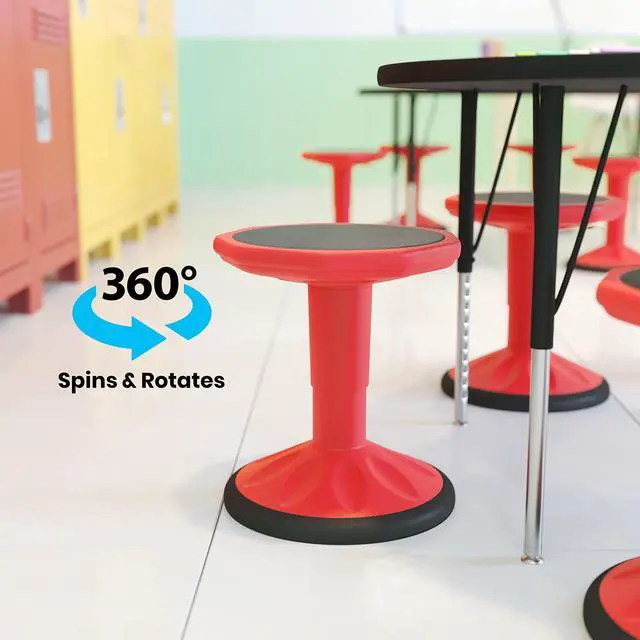 Alt view image 4 of 15 - Carter Adjustable Height Kids Flexible Active Stool for Classroom and Home with Non-Skid Bottom in Red, 14" - 18" Seat Height