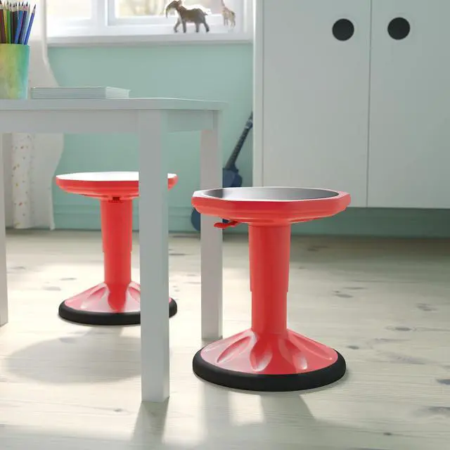 Alt view image 5 of 15 - Carter Adjustable Height Kids Flexible Active Stool for Classroom and Home with Non-Skid Bottom in Red, 14" - 18" Seat Height