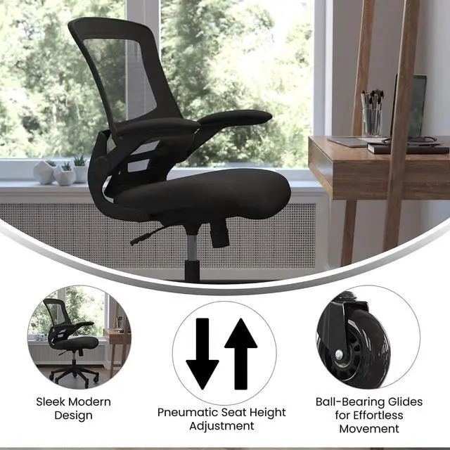 Alt view image 10 of 20 - Flash Furniture Kelista Ergonomic Mesh Swivel Mid-Back Task Office Chair Black (BLX5MBKRLB)