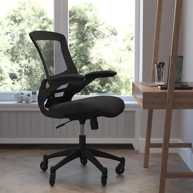 Alt view image 9 of 20 - Flash Furniture Kelista Ergonomic Mesh Swivel Mid-Back Task Office Chair Black (BLX5MBKRLB)