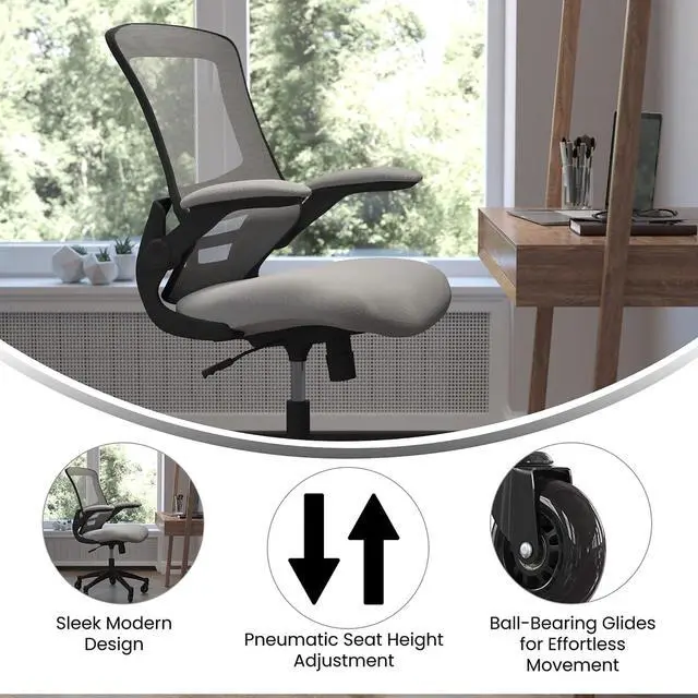 Alt view image 10 of 20 - Flash Furniture Kelista Ergonomic Mesh Swivel Mid-Back Task Office Chair Dark Gray (BLX5MDKGYRLB)