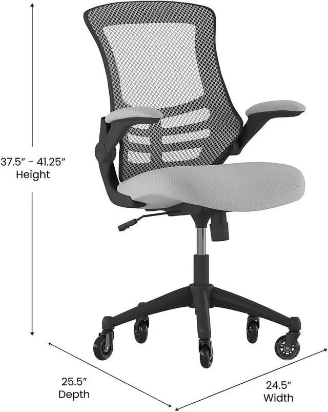 Alt view image 11 of 20 - Flash Furniture Kelista Ergonomic Mesh Swivel Mid-Back Task Office Chair Dark Gray (BLX5MDKGYRLB)