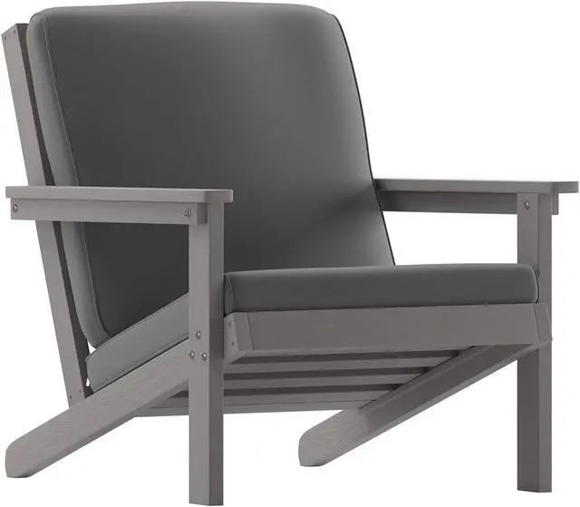 Main image of Charlestown All-Weather Poly Resin Wood Adirondack Style Deep Seat Patio Club Chair with Cushions, Gray/Gray