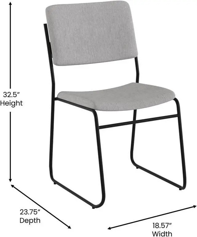 Alt view image 5 of 20 - HERCULES Series 500 lb. Capacity High Density Gray Fabric Stacking Chair with Sled Base