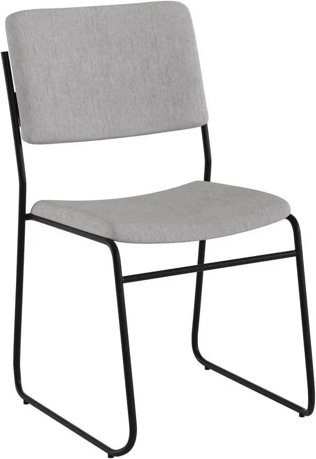 Alt view image 6 of 20 - HERCULES Series 500 lb. Capacity High Density Gray Fabric Stacking Chair with Sled Base