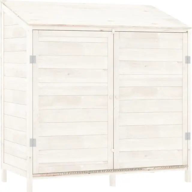 Main image of vidaXL Garden Shed White 40.2"x20.5"x44.1" Solid Wood Fir