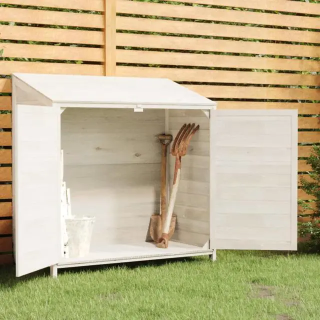 Alt view image 4 of 5 - vidaXL Garden Shed White 40.2"x20.5"x44.1" Solid Wood Fir