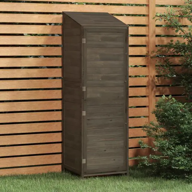 Alt view image 4 of 12 - vidaXL Garden Shed Anthracite 21.7"x20.5"x68.7" Solid Wood Fir