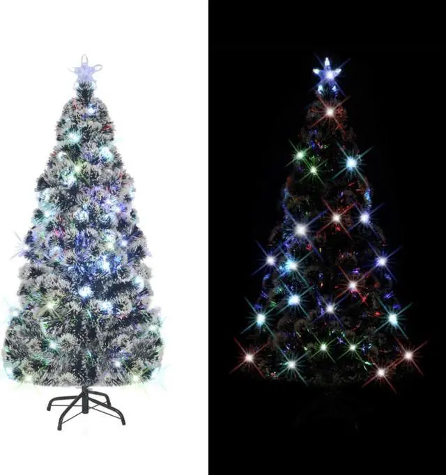 Alt view image 10 of 16 - vidaXL Pre-lit Christmas Tree Xmas Tree Decoration Green and White Fiber Optic