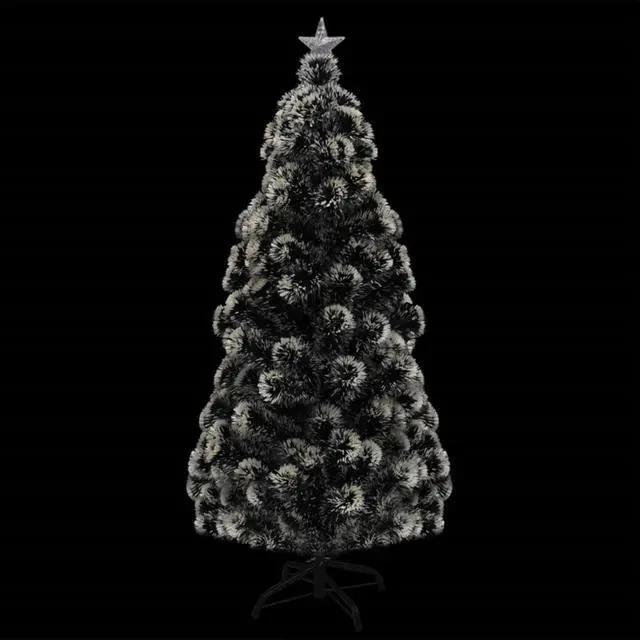 Alt view image 11 of 16 - vidaXL Pre-lit Christmas Tree Xmas Tree Decoration Green and White Fiber Optic