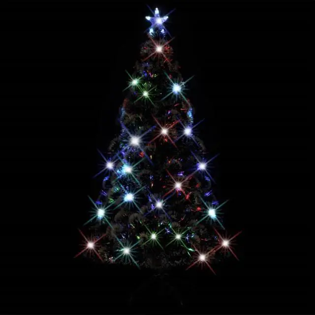 Alt view image 12 of 16 - vidaXL Pre-lit Christmas Tree Xmas Tree Decoration Green and White Fiber Optic
