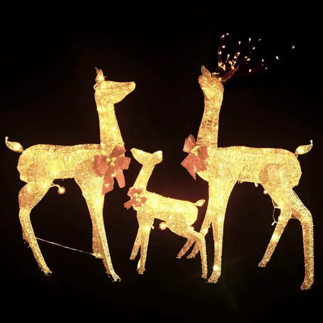 Alt view image 13 of 16 - vidaXL Christmas Decoration Xmas Pre-Lit Reindeer Family with 201 LEDs Gold