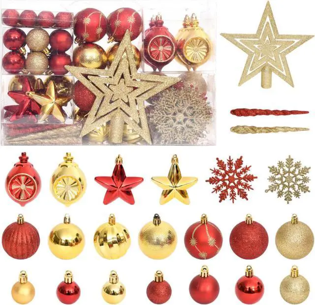 Alt view image 10 of 15 - vidaXL Christmas Bauble Set Christmas Ball Ornament 108 Piece Gold and Red