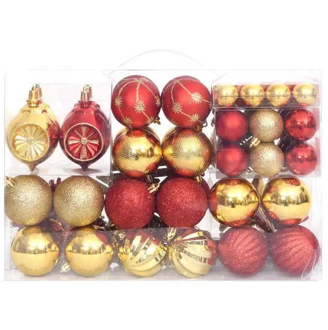 Alt view image 12 of 15 - vidaXL Christmas Bauble Set Christmas Ball Ornament 108 Piece Gold and Red
