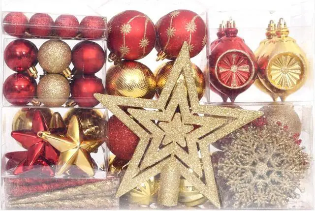 Alt view image 11 of 15 - vidaXL Christmas Bauble Set Christmas Ball Ornament 108 Piece Gold and Red