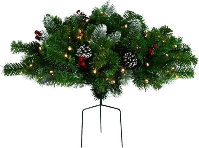 Alt view image 12 of 15 - vidaXL Artificial Pathway Pre-lit Christmas Tree Xmas Tree Decoration Green PVC