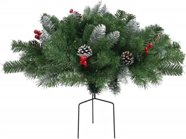 Alt view image 13 of 15 - vidaXL Artificial Pathway Pre-lit Christmas Tree Xmas Tree Decoration Green PVC