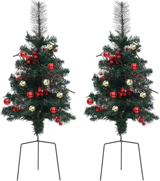 Alt view image 12 of 15 - vidaXL Artificial Pathway Pre-lit Christmas Tree Xmas Tree Decoration 2 Pcs PVC