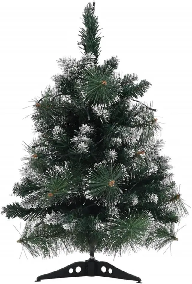 Alt view image 11 of 16 - vidaXL Artificial Pre-lit Christmas Tree with Stands Decoration Green PVC