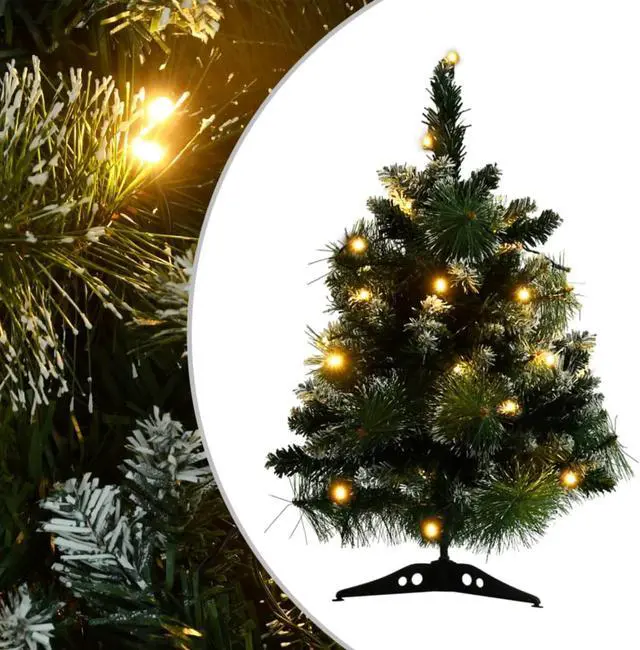 Alt view image 14 of 16 - vidaXL Artificial Pre-lit Christmas Tree with Stands Decoration Green PVC