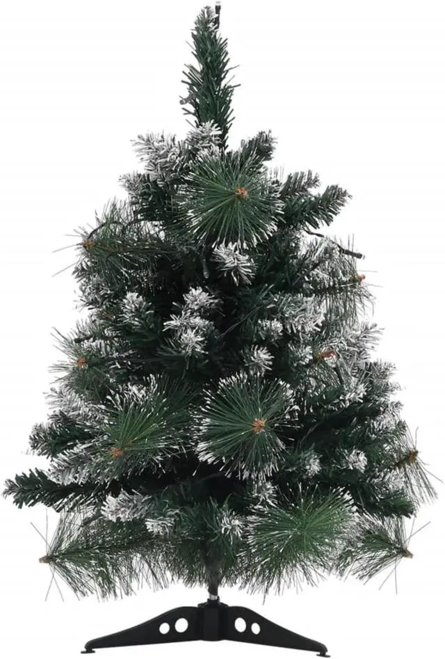 Alt view image 15 of 16 - vidaXL Artificial Pre-lit Christmas Tree with Stands Decoration Green PVC
