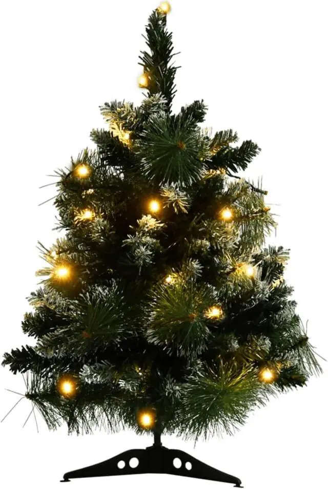Alt view image 16 of 16 - vidaXL Artificial Pre-lit Christmas Tree with Stands Decoration Green PVC