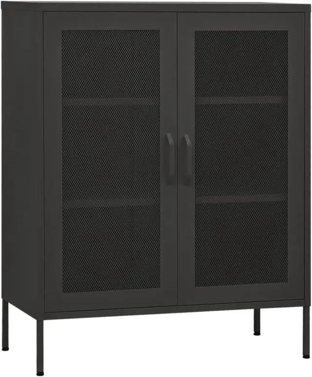 Alt view image 19 of 19 - vidaXL Storage Cabinet Anthracite 31.5" Steel Sideboard Side Cabinet Furniture