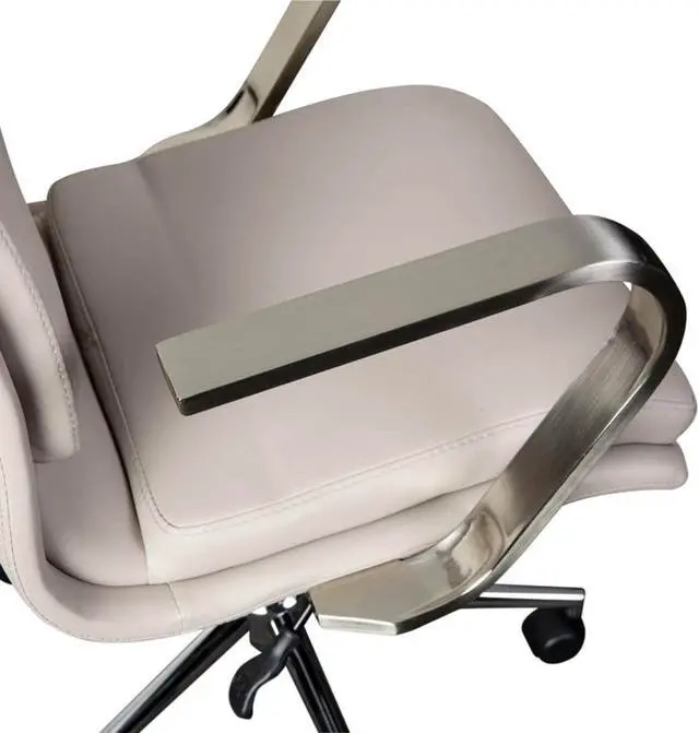 Alt view image 5 of 15 - James Mid-Back Designer Executive LeatherSoft Office Chair with Brushed Chrome Base and Arms, Taupe
