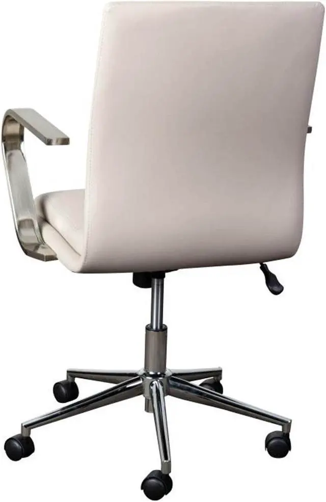 Alt view image 6 of 15 - James Mid-Back Designer Executive LeatherSoft Office Chair with Brushed Chrome Base and Arms, Taupe
