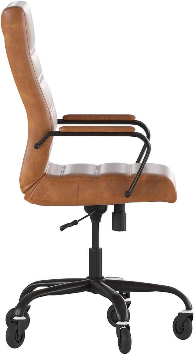 Alt view image 4 of 20 - Whitney High Back Brown LeatherSoft Executive Swivel Office Chair with Black Frame, Arms, and Transparent Roller Wheels
