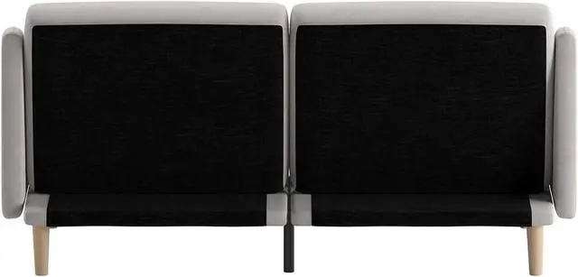 Alt view image 4 of 5 - Carter Premium Tufted Split Back Sofa Futon, Convertible Sleeper Couch for Small Spaces in Stone Faux Linen Upholstery with Solid Wooden Legs