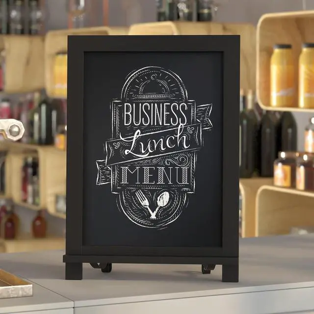 Alt view image 11 of 19 - Flash Furniture Canterbury Tabletop Magnetic Chalkboard Sign Black 12" x 17" (HFKHDGDIS722315)
