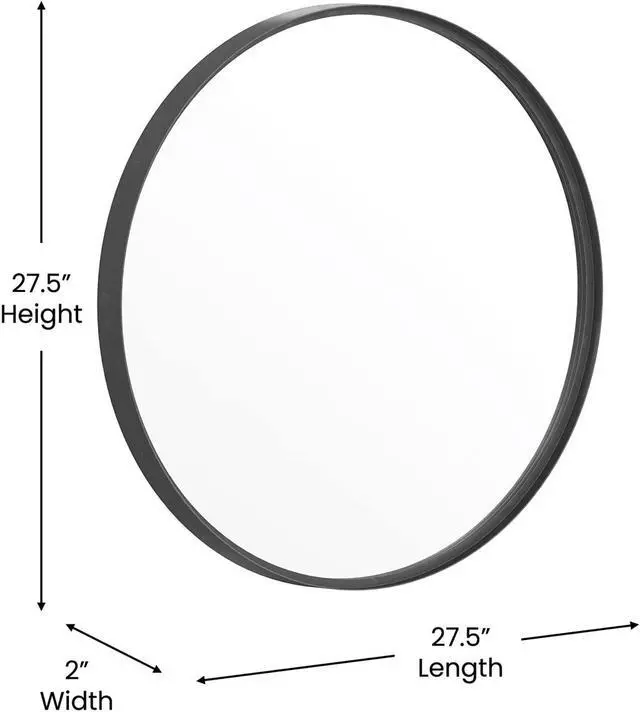 Alt view image 11 of 19 - Flash Furniture Jennifer Round Metal Framed Wall Mirror 27.5" Black (HFMHD75G412315)