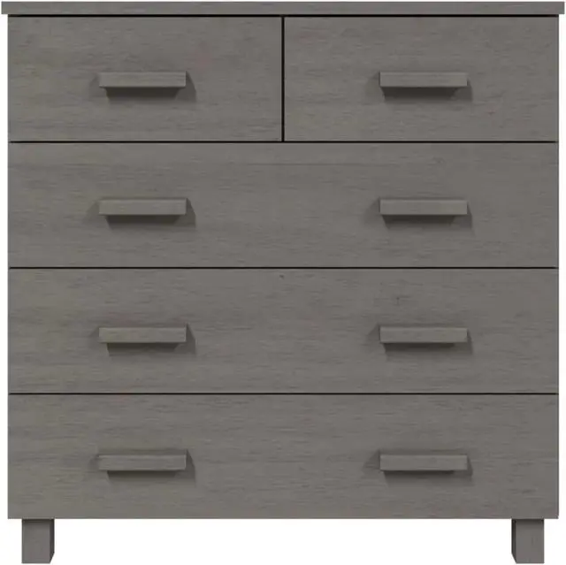 Alt view image 6 of 14 - vidaXL Sideboard HAMAR Light Gray 31.1"x15.7"x31.5" Solid Wood Pine