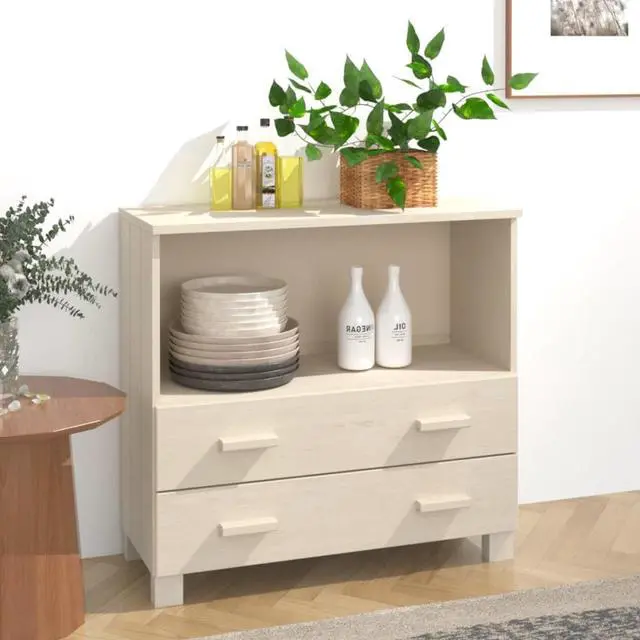 Alt view image 5 of 16 - vidaXL Sideboard HAMAR Honey Brown 33.5"x13.8"x31.5" Solid Wood Pine