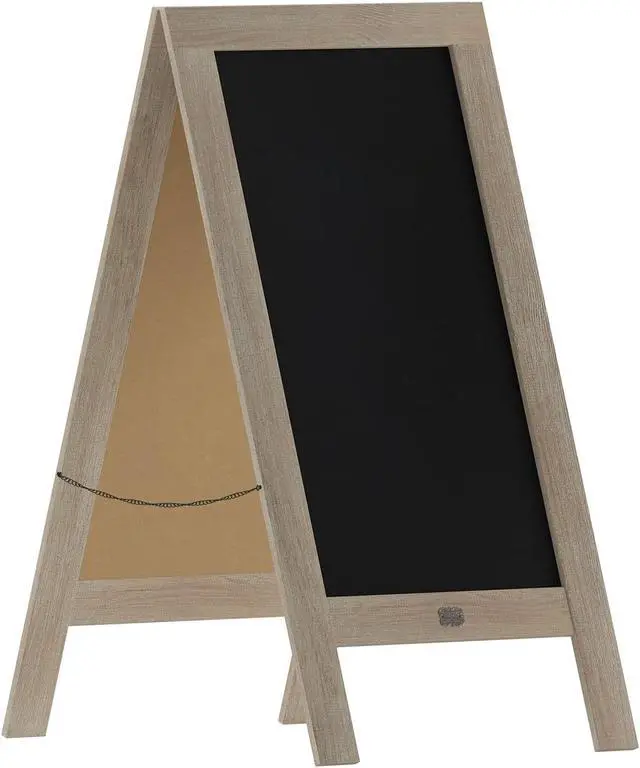 Main image of Canterbury 40" x 20" Vintage Wooden A-Frame Magnetic Indoor/Outdoor Chalkboard Sign, Freestanding Double Sided Extra Large Message Board, Weathered