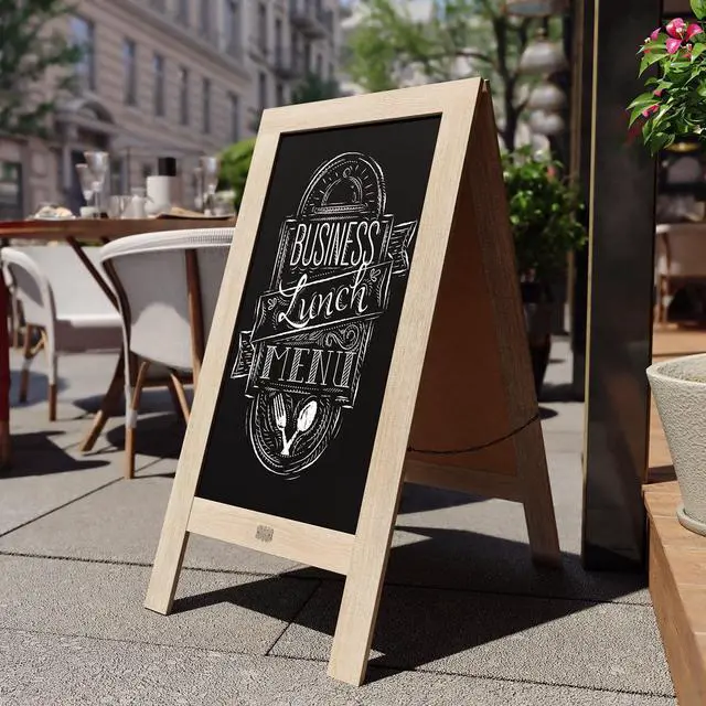Alt view image 3 of 19 - Canterbury 40" x 20" Vintage Wooden A-Frame Magnetic Indoor/Outdoor Chalkboard Sign, Freestanding Double Sided Extra Large Message Board, Weathered