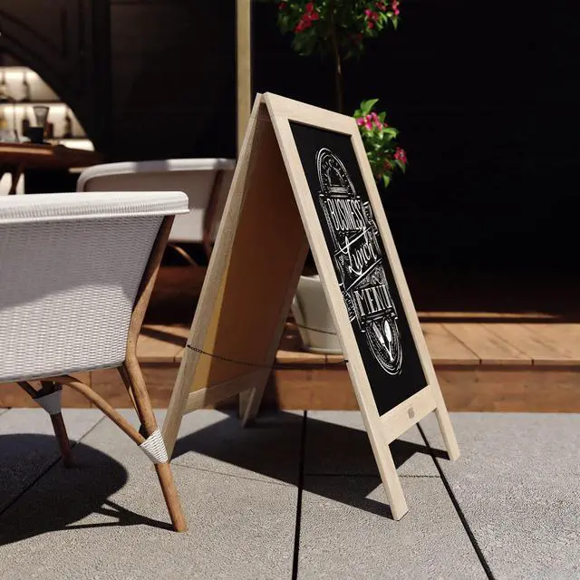 Alt view image 2 of 19 - Canterbury 40" x 20" Vintage Wooden A-Frame Magnetic Indoor/Outdoor Chalkboard Sign, Freestanding Double Sided Extra Large Message Board, Weathered