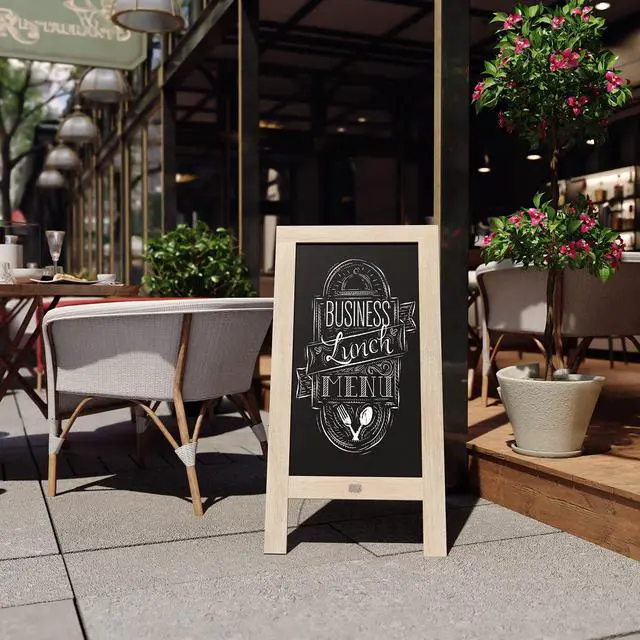 Alt view image 4 of 19 - Canterbury 40" x 20" Vintage Wooden A-Frame Magnetic Indoor/Outdoor Chalkboard Sign, Freestanding Double Sided Extra Large Message Board, Weathered